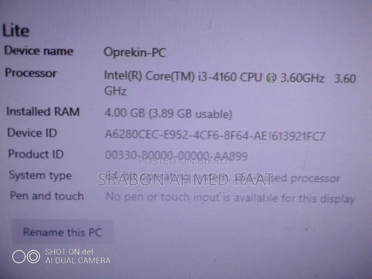 Desktop Computer Samsung 4GB Intel Core 3 SSD 4T