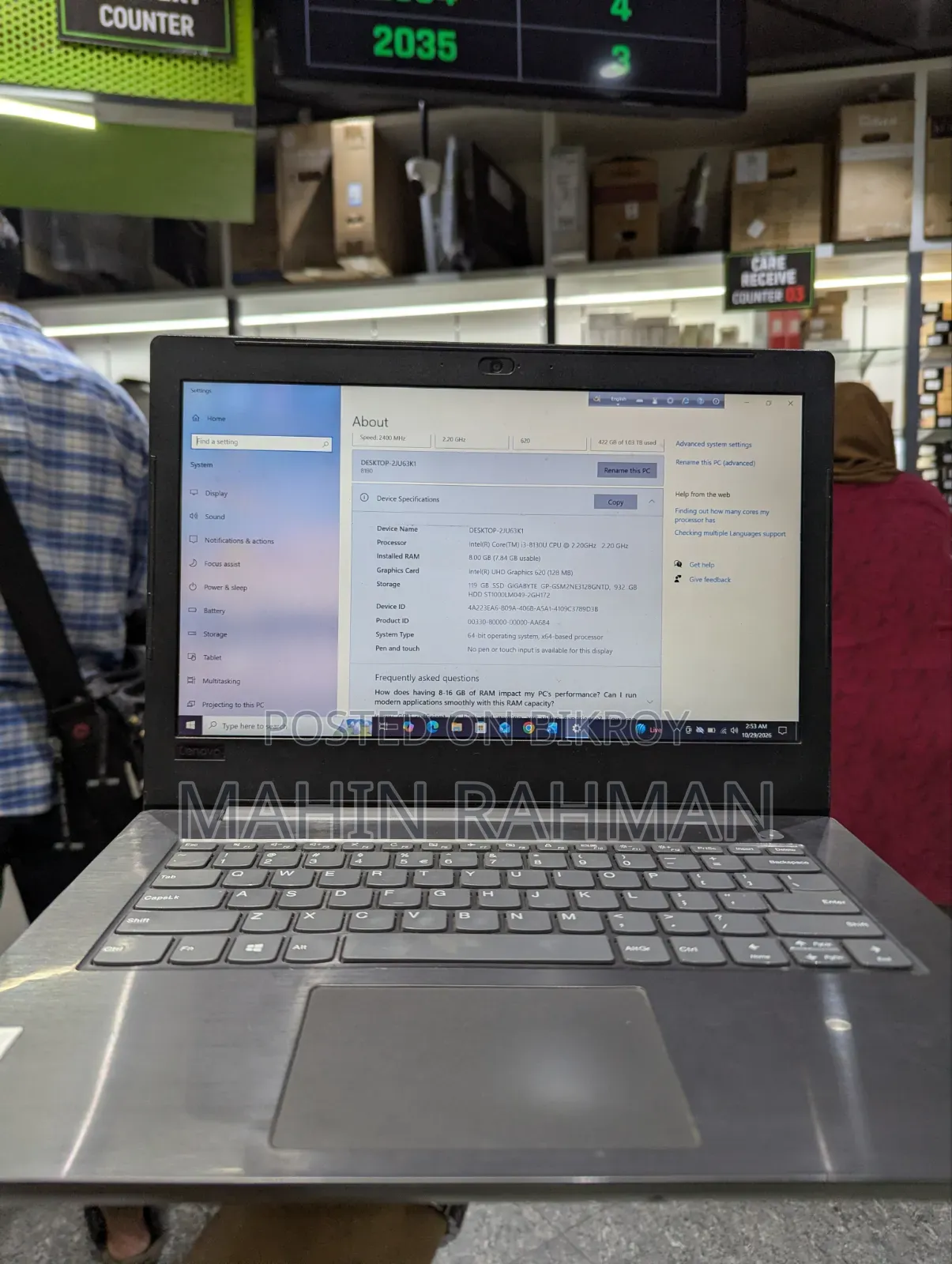 Laptop Lenovo V330 8GB Intel Core i3 SSD 1T