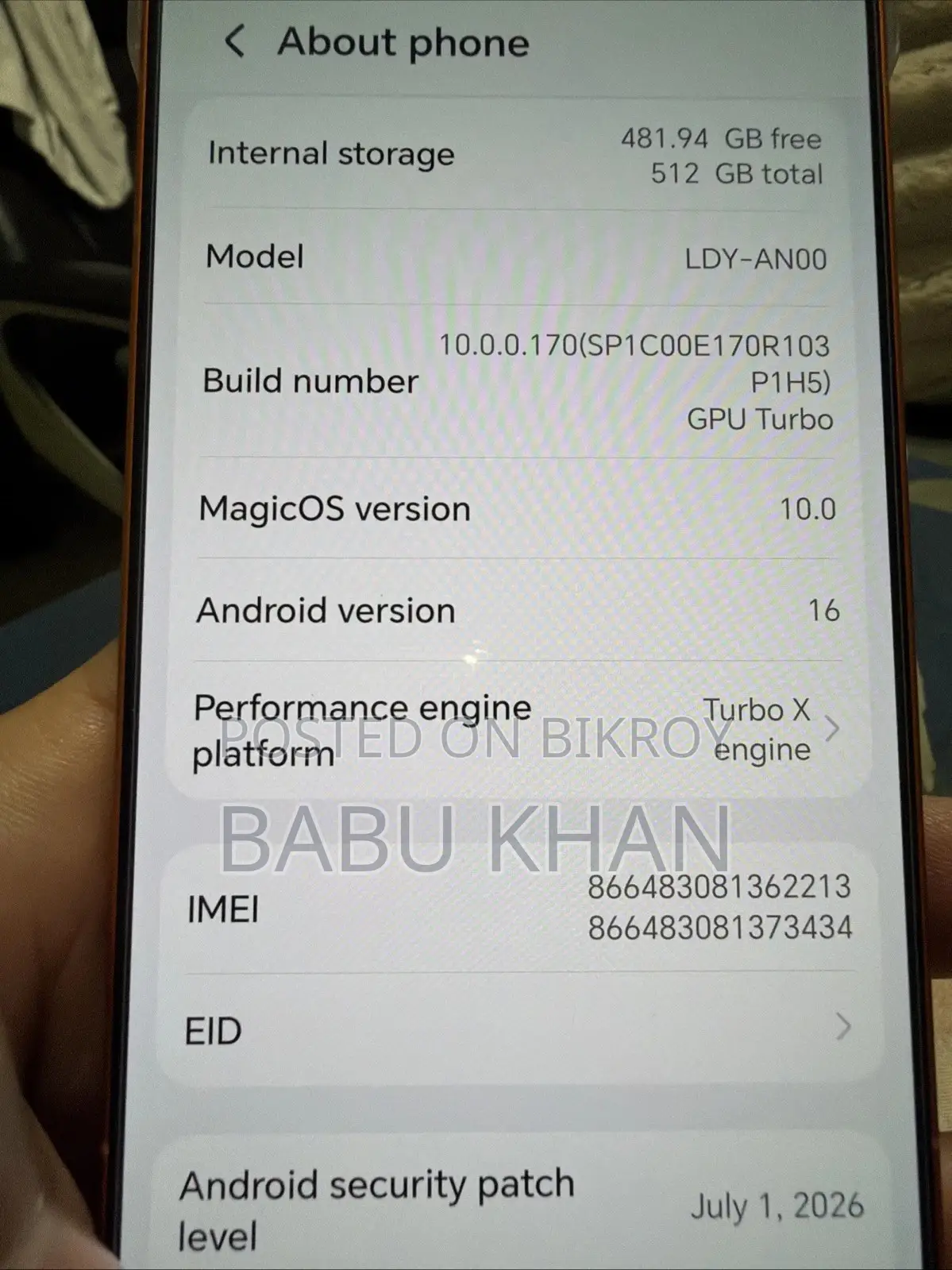 হনার ম্যাজিক৮ প্রো এয়ার ৫১২ জিবি অরেঞ্জ