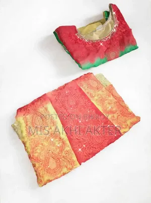 Red Yellow Party Lehenga - With Embroidered Blouse