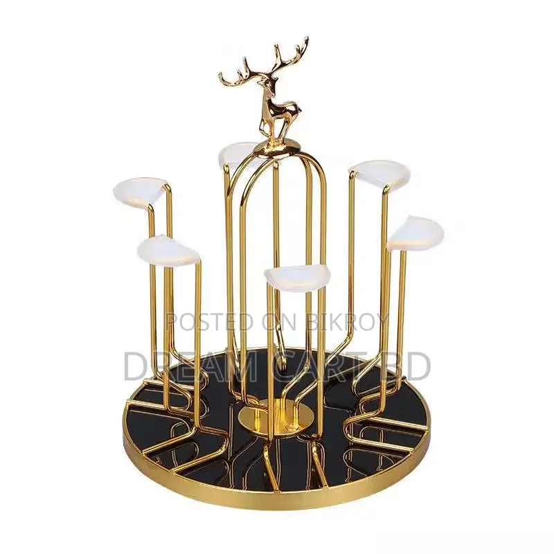 360 Rotating 6-Cup Glass & Mug Drying Rack Stand - Dream-Cart-Bd