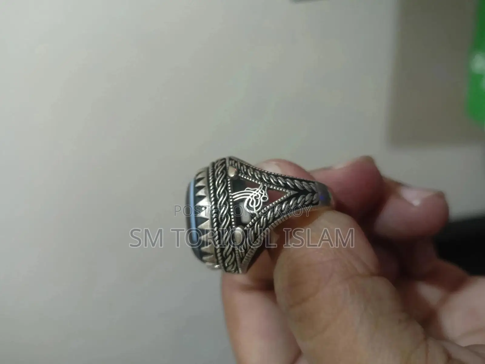 Turkish Ring With Aqeeq Stone 925 Sterling Silver