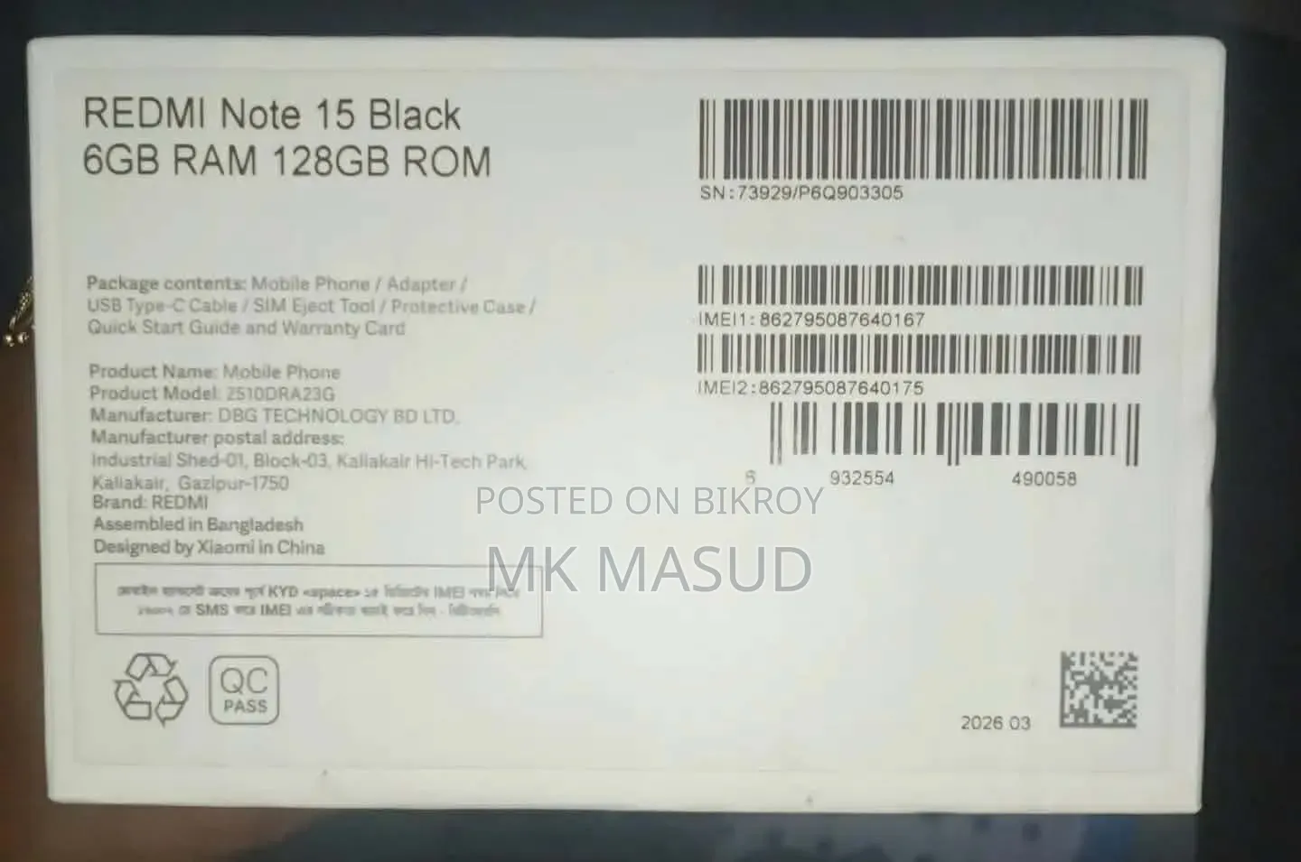 Xiaomi Redmi Note 15 128 GB Black