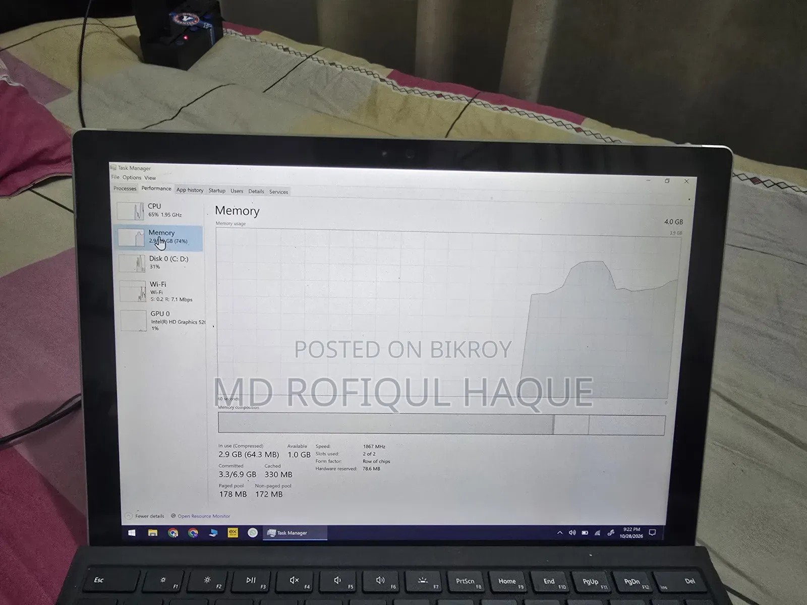 Laptop Microsoft Surface Pro 4 4GB Intel Core i5 SSD 128GB