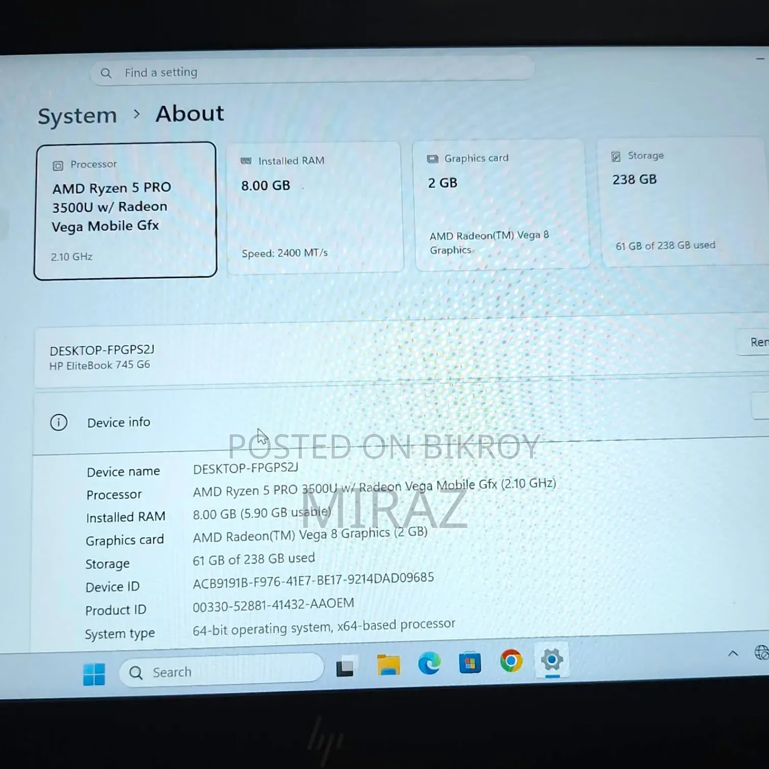 Laptop HP EliteBook 745 G6 8GB AMD Ryzen 5 SSD 256GB