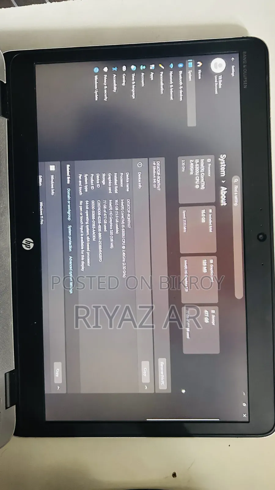 Laptop HP EliteBook 840 G3 16GB Intel Core i5 SSD 512GB
