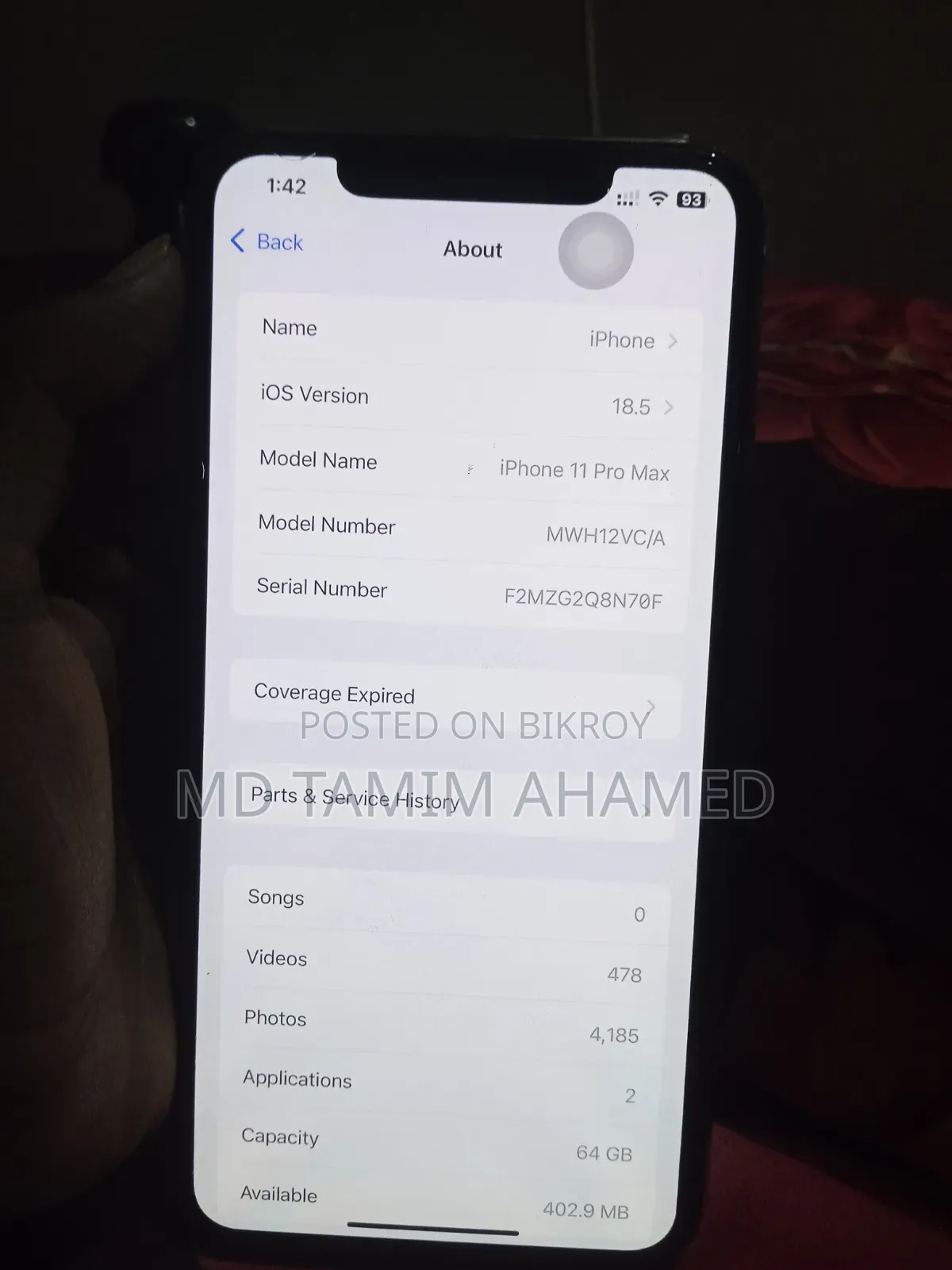 অ্যাপল আইফোন ১১ প্রো ম্যাক্স ৬৪ জিবি রোজ গোল্ড