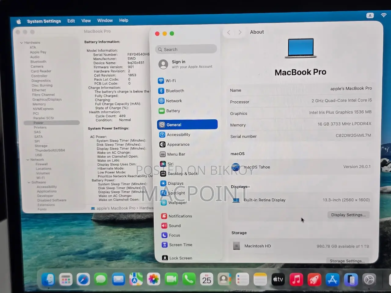 Laptop Apple MacBook Pro 2020 16GB Intel Core i5 SSD 1T