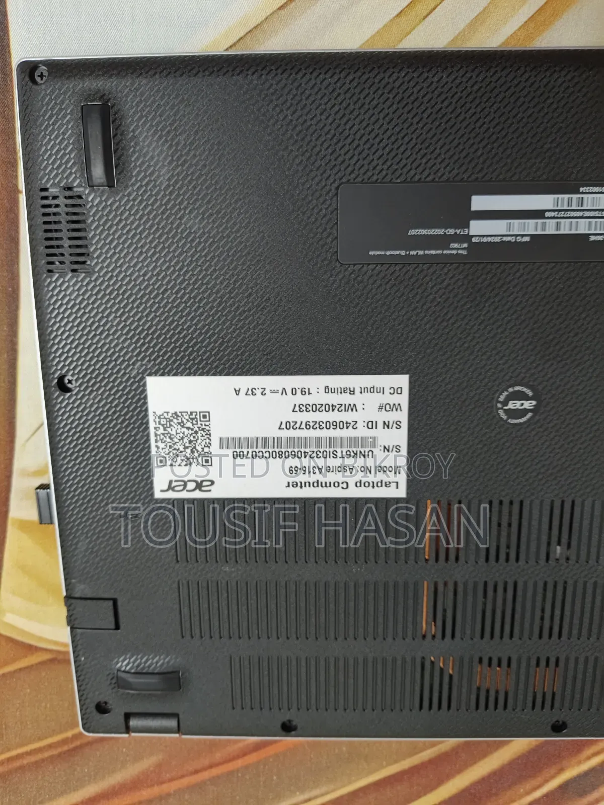 ল্যাপটপ এসার এসপায়ার ৩ ৮জিবি ইন্টেল কোর আই৩ এসএসডি ৫১২জিবি