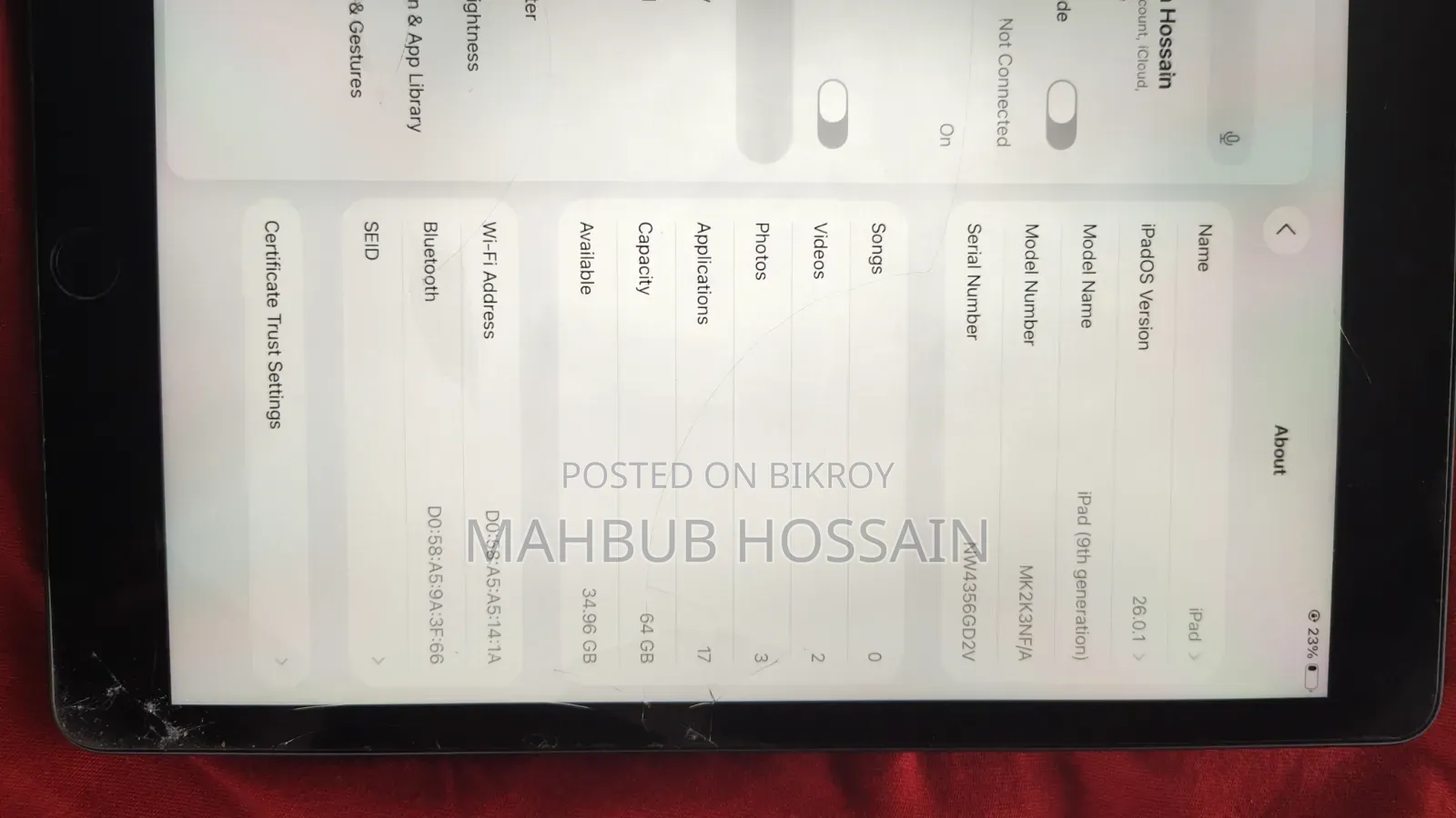 অ্যাপল আইপ্যাড ওয়াই-ফাই ৬৪ জিবি কালো