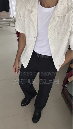 White Textured Short Sleeve Shirt – XL | Stylish Casual Wear