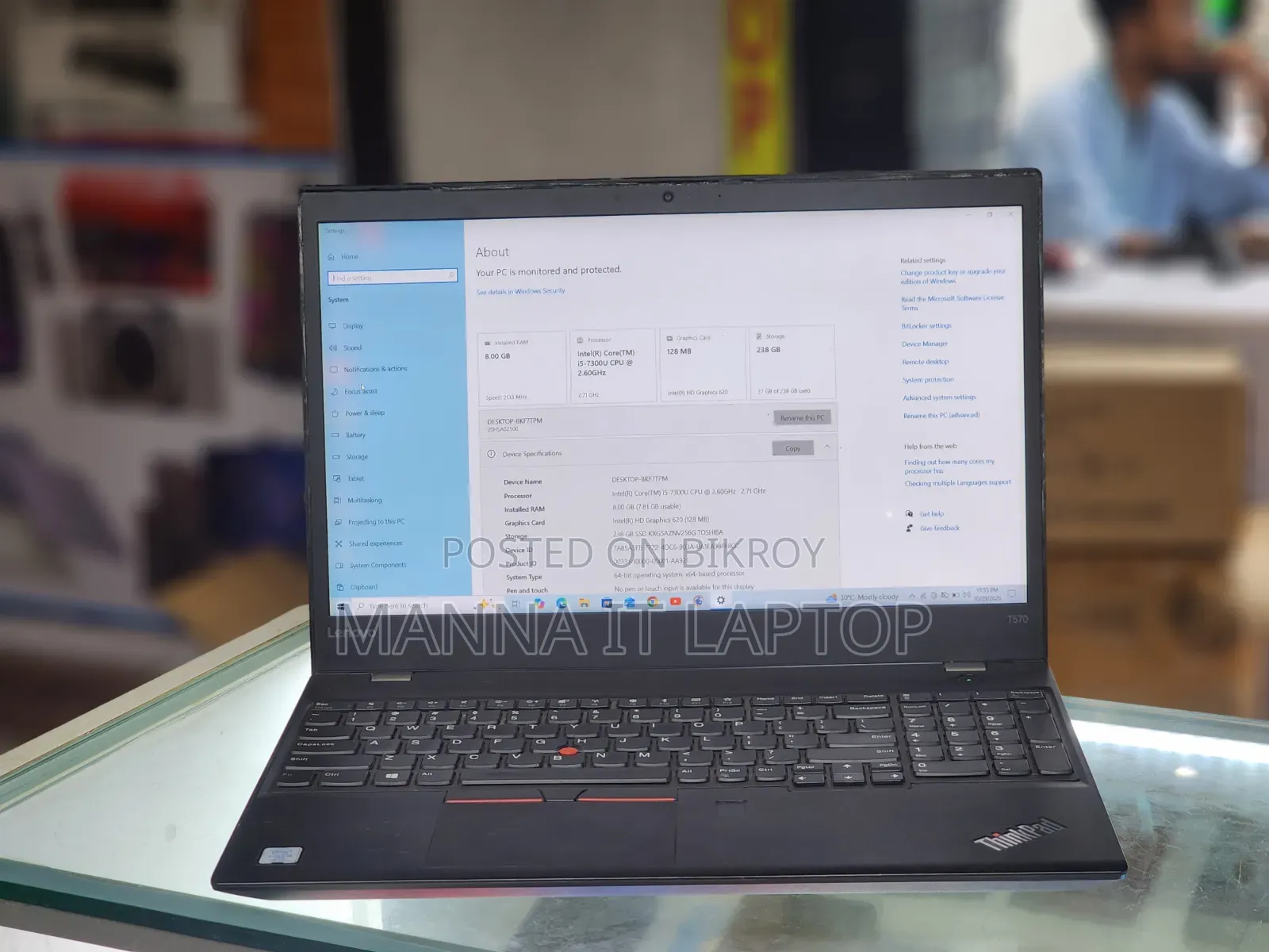 Laptop Lenovo ThinkPad T570 8GB Intel Core i5 SSD 256GB