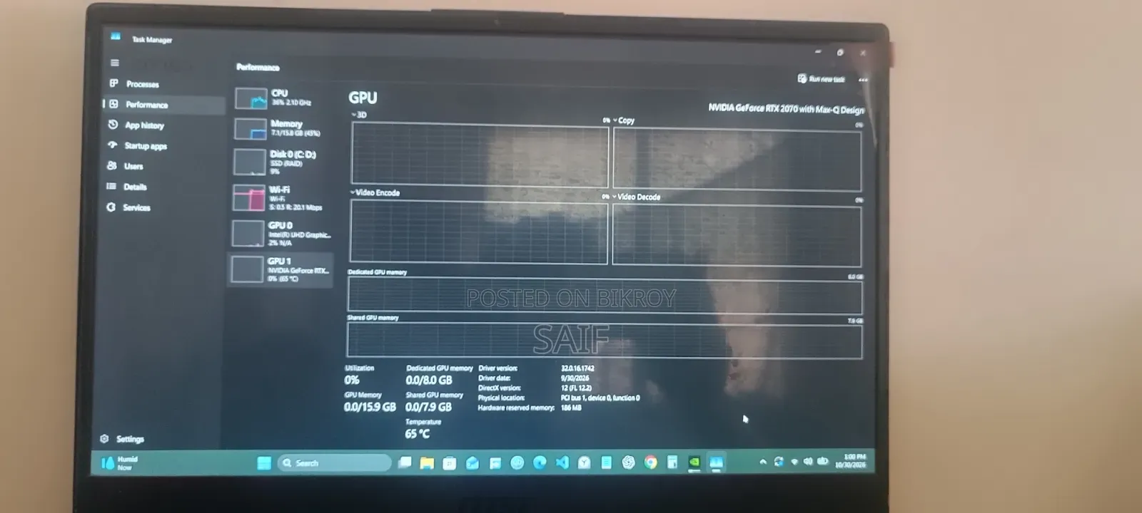 Laptop MSI GS65 Stealth 9SE 16GB Intel Core i7 SSD 512GB