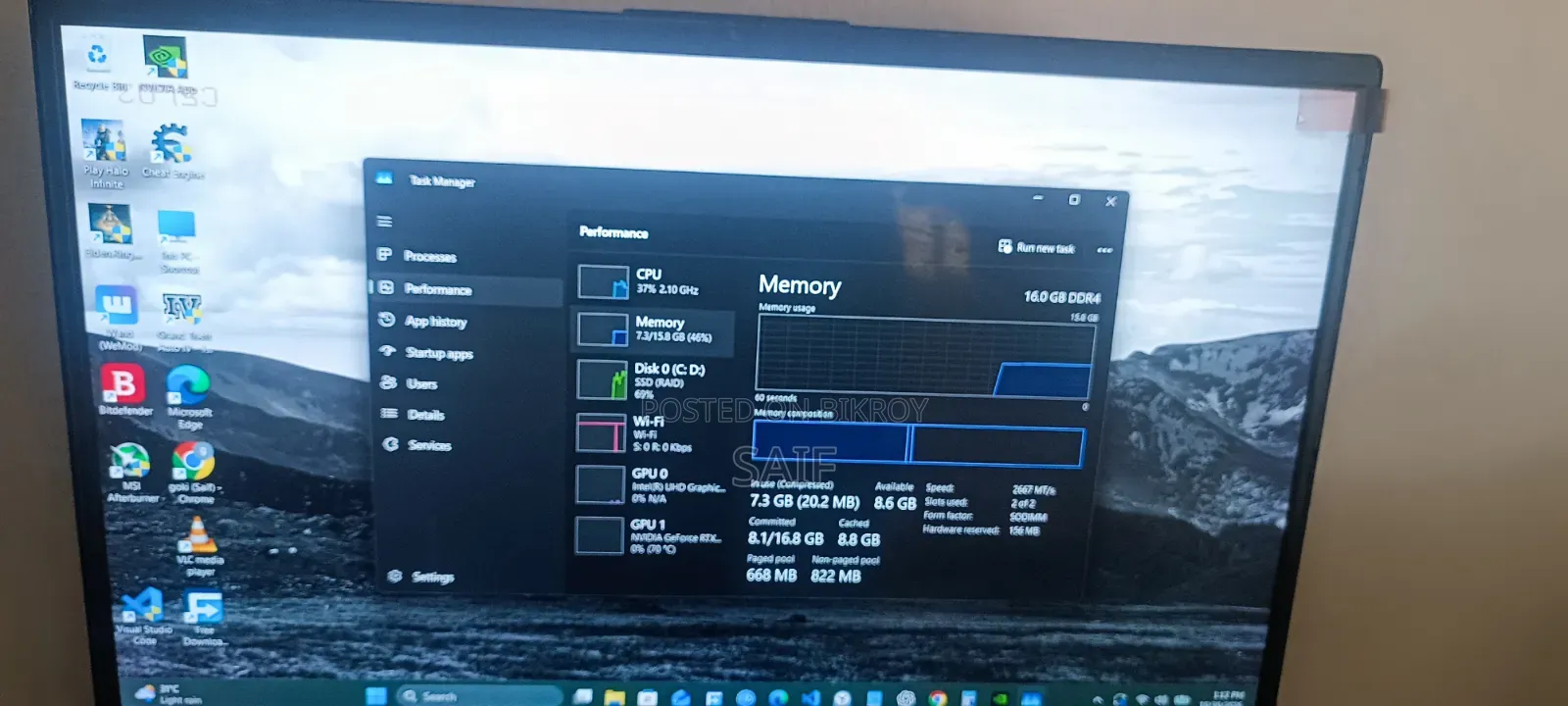 Laptop MSI GS65 Stealth 9SE 16GB Intel Core i7 SSD 512GB