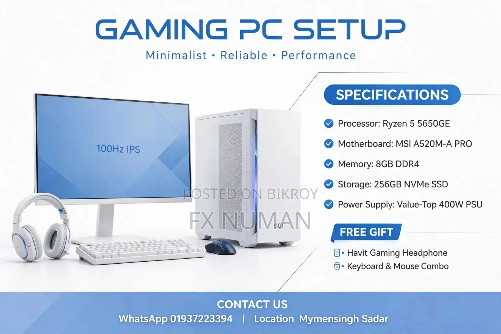 Desktop Computer MSI model 8GB AMD Ryzen 5 SSD 256GB