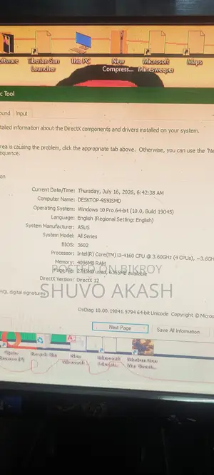 Desktop Computer 8GB Intel Core i3 HDD+SSD 256GB