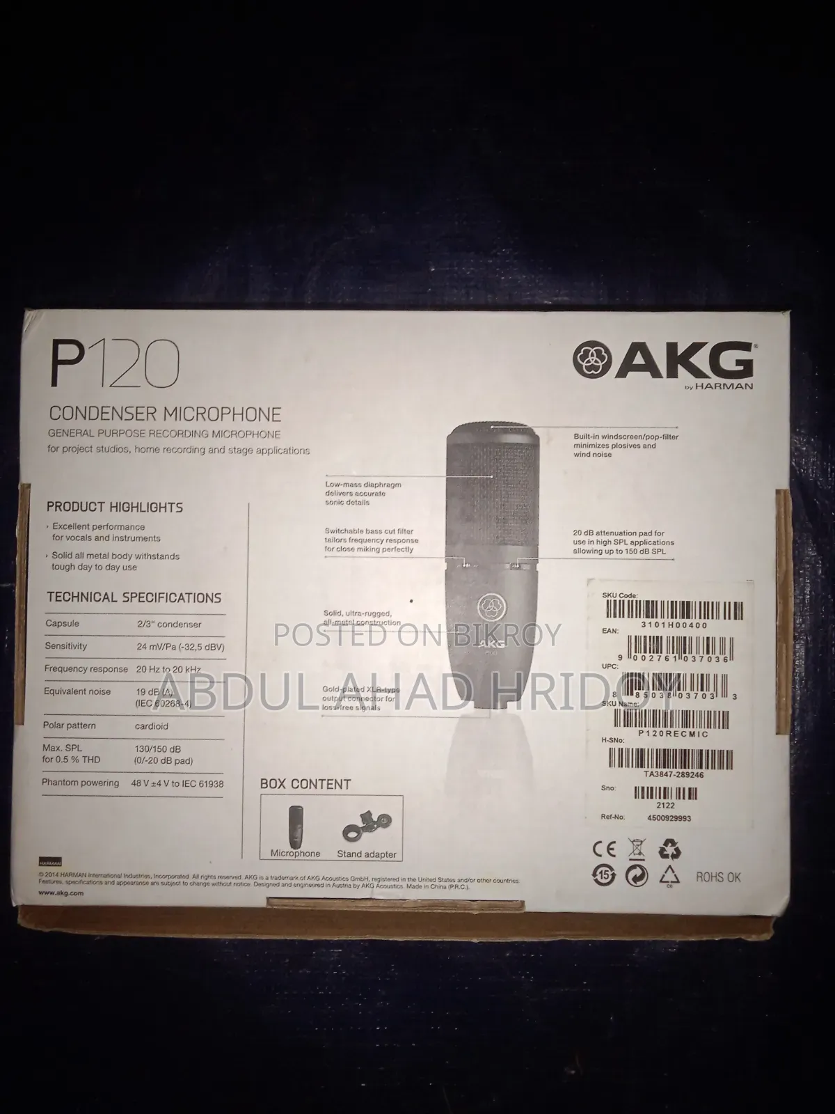 AKG P120 High-Performance Condenser Studio Microphone Fresh