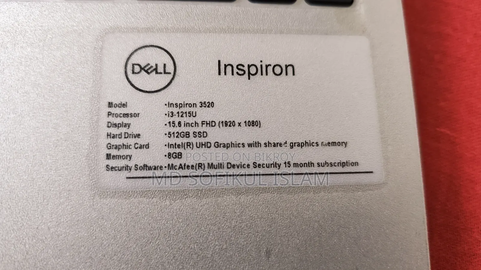 Laptop Dell Inspiron 15 3520 8GB Intel Core i3 SSD 500GB
