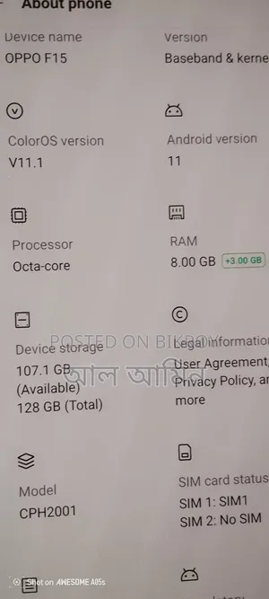 Oppo F15 256 GB Rose Gold