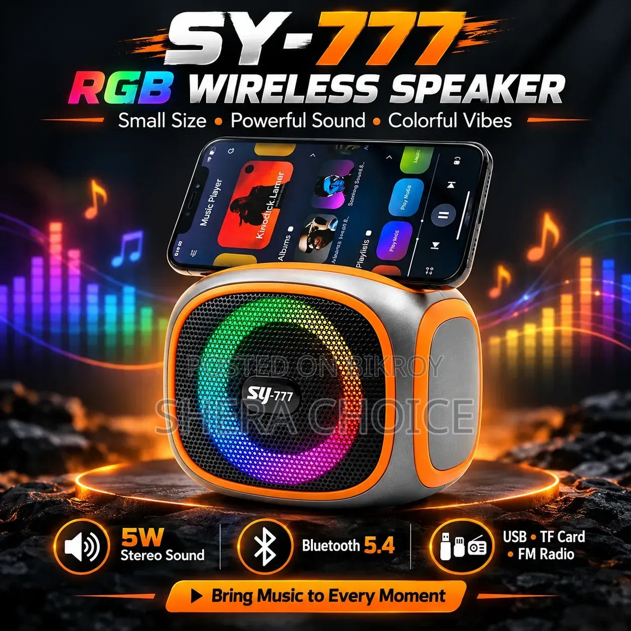 Sy-777 স্পিকার, আরজিবি (Rgb) লাইটিং ও এফএম রেডিওসহ হাই-ফাই সাউন্ড