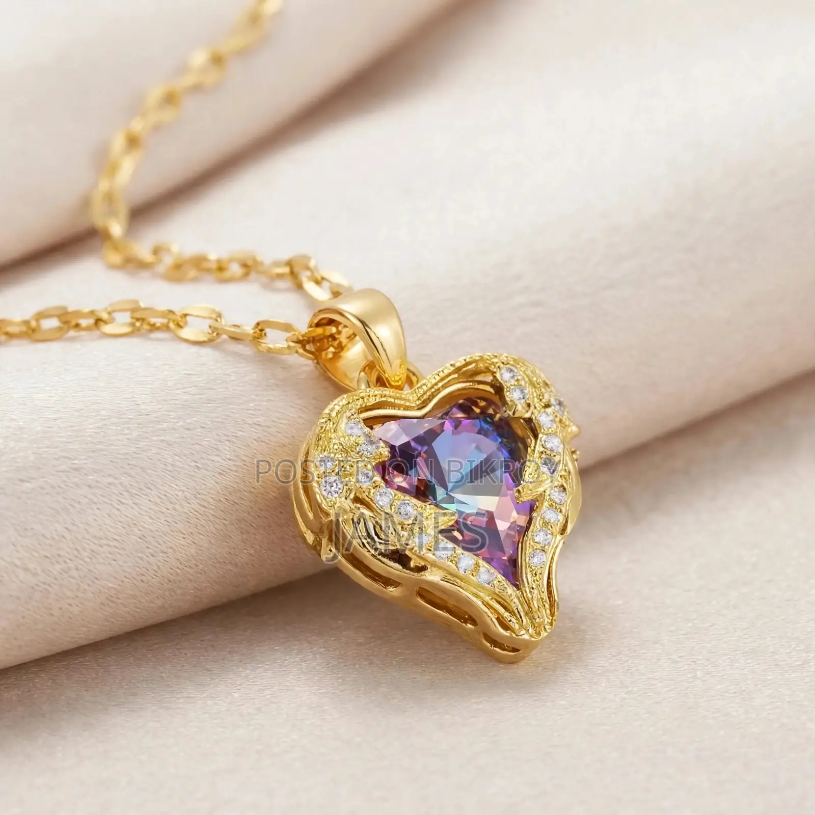 Aura Rainbow Heart of the Ocean Necklace for Women