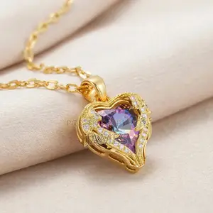Aura Rainbow Heart of the Ocean Necklace for Women