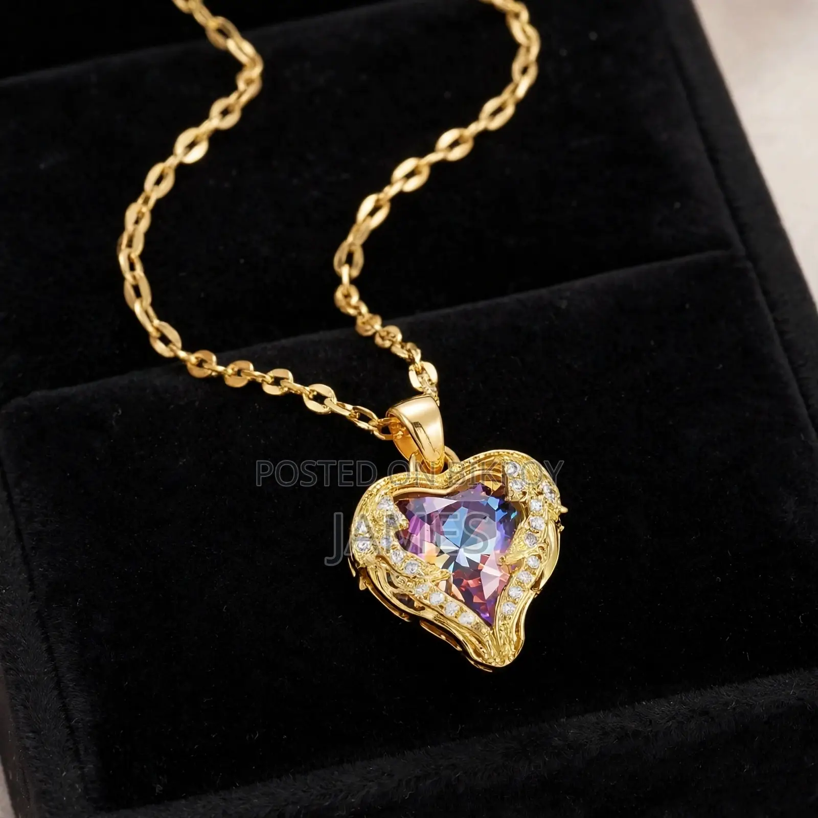 Aura Rainbow Heart of the Ocean Necklace for Women