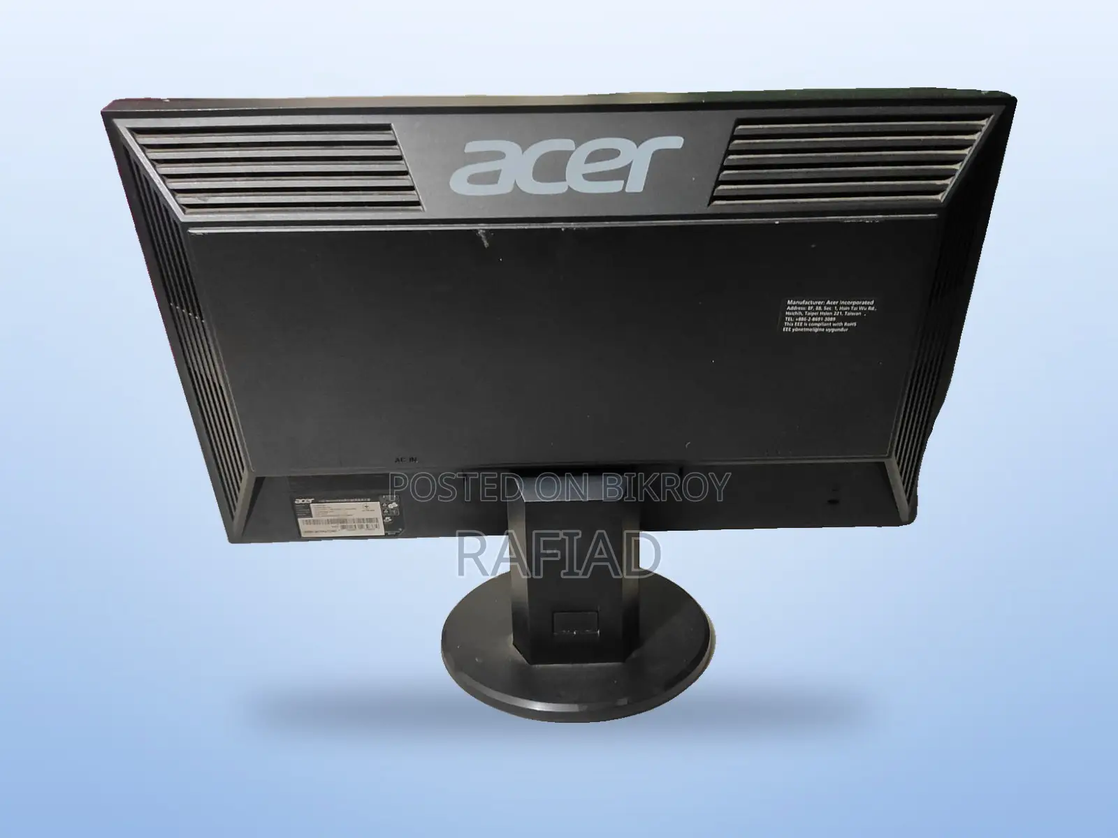 Acer V193HQL 18.5" LED মনিটর – ফ্রেশ কন্ডিশন, সব ঠিক আছে