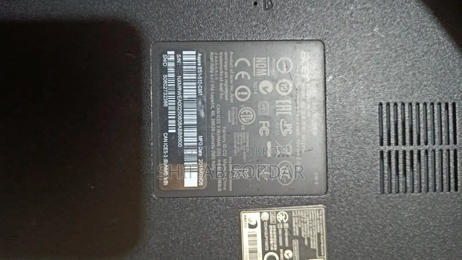 ল্যাপটপ Acer Aspire 3 2GB Intel SSD 32GB