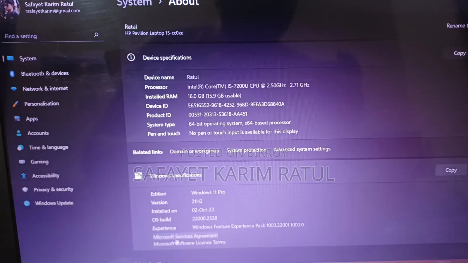 Laptop HP Pavilion 15-cs3063cl 16GB Intel Core i5 SSD 128GB