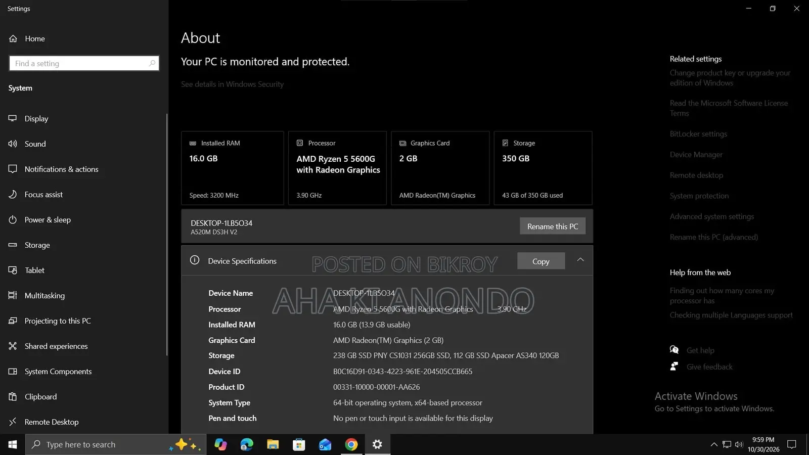 Desktop Computer 16GB AMD Ryzen 5 eMMC 256GB