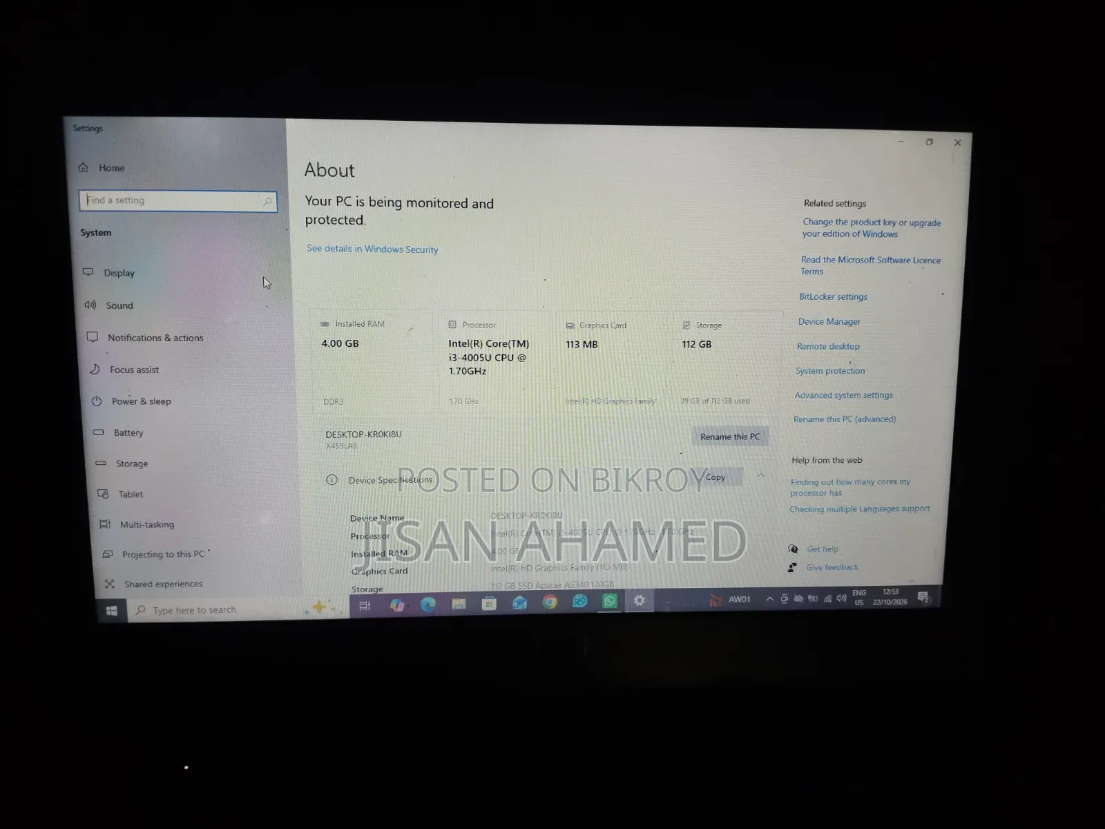 Laptop Asus A42DE 4GB Intel Core i3 SSD 128GB