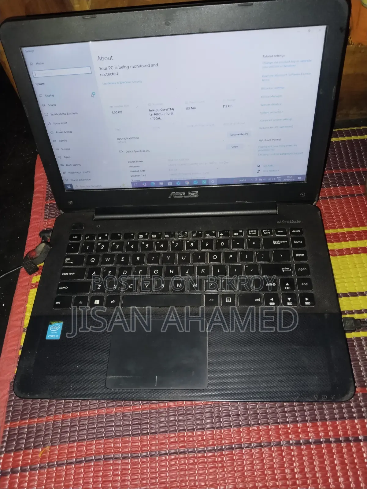 Laptop Asus A42DE 4GB Intel Core i3 SSD 128GB