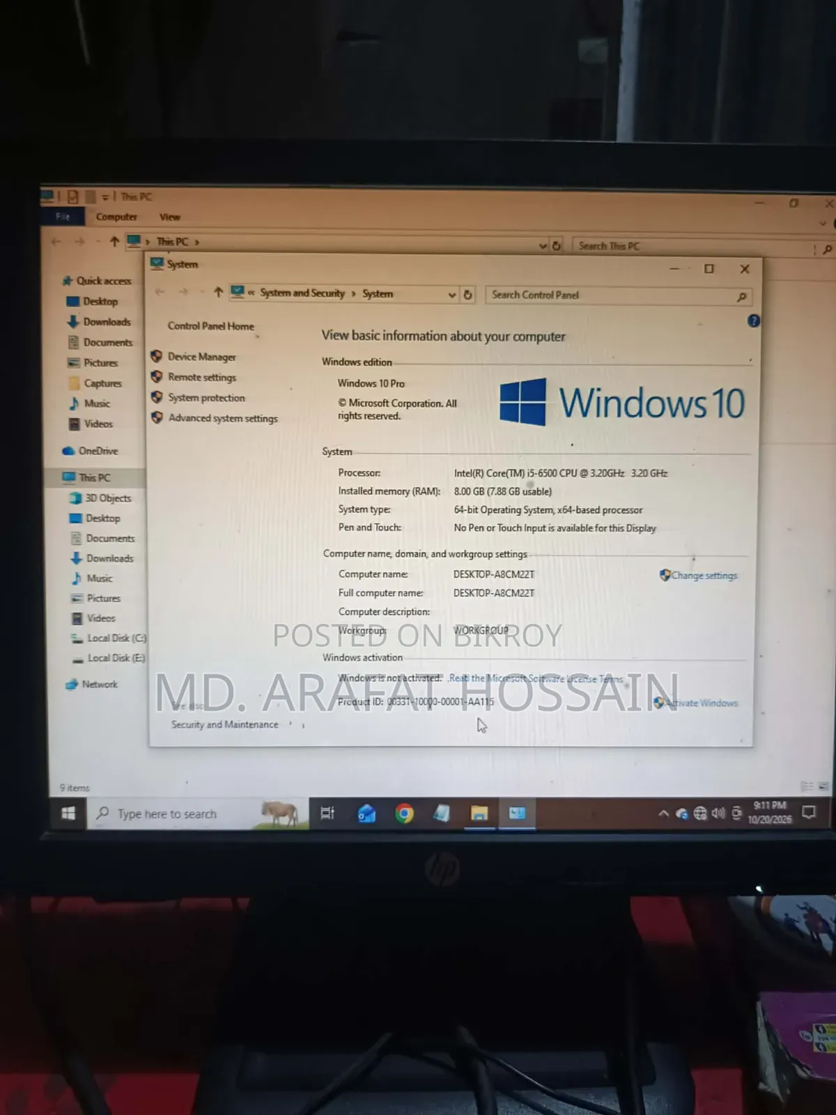 Desktop Computer 8GB Intel Core i5 SSD 256GB