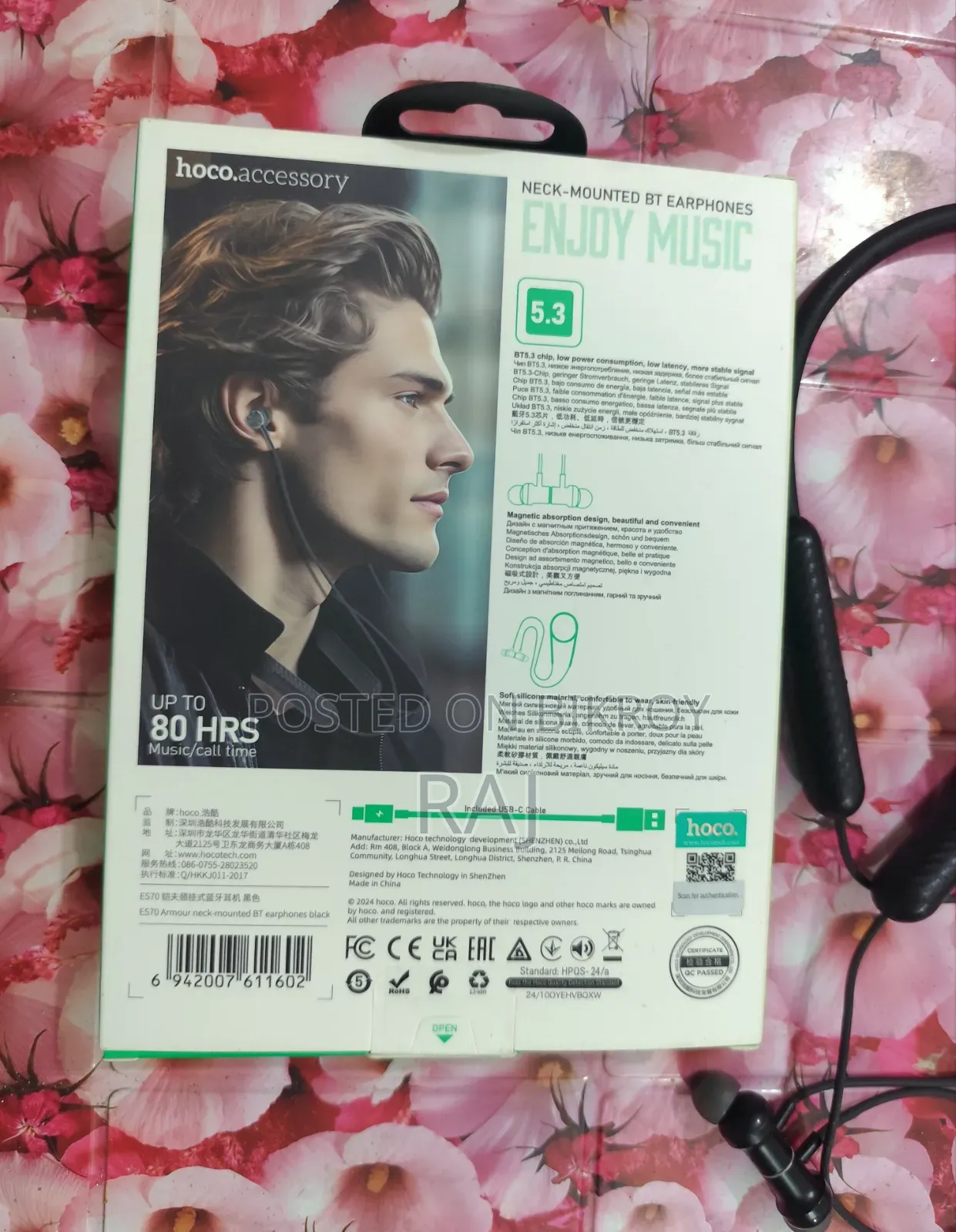 HOCO ES70 Original Bluetooth Neckband – 500mAh Battery