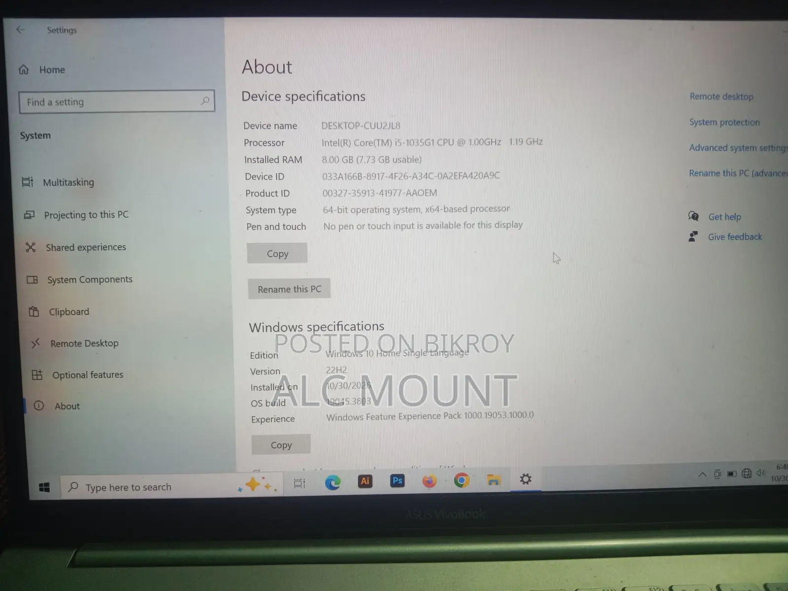 Laptop Asus Vivobook 14 8GB Intel Core i5 SSD 500GB