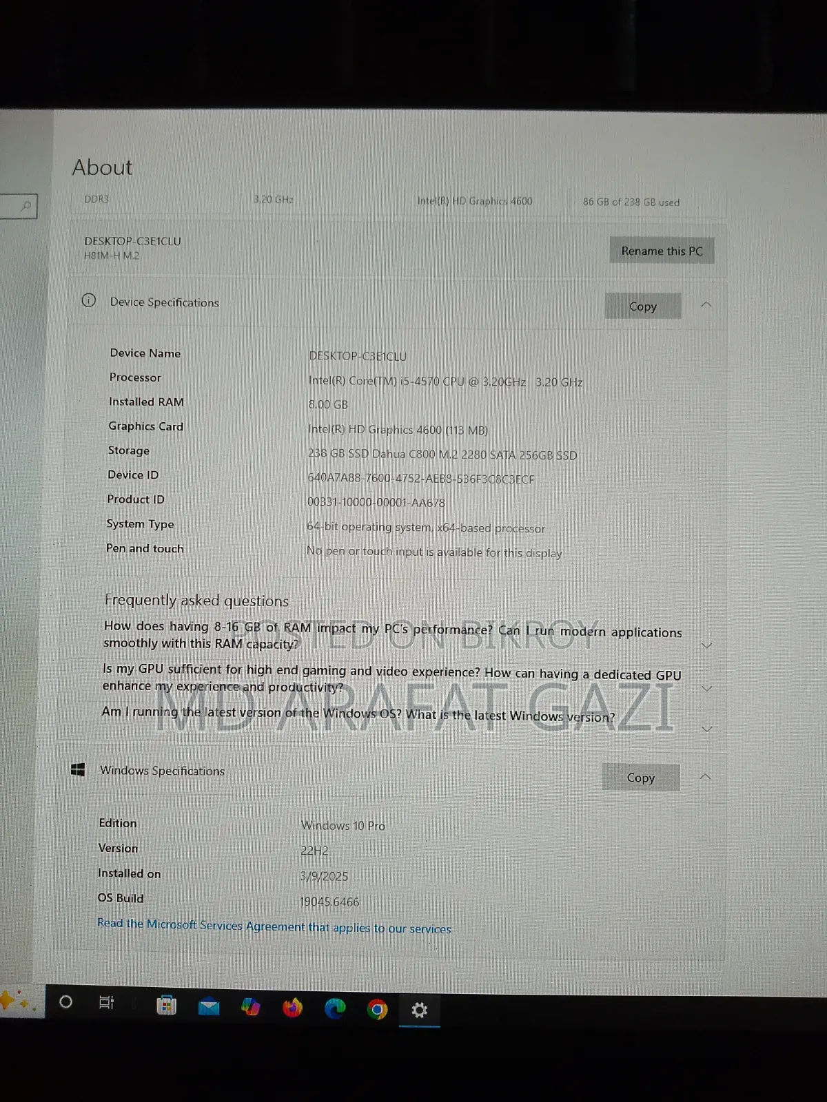 Core I5 4th Gen Desktop PC Full Setup With Samsung Monitor