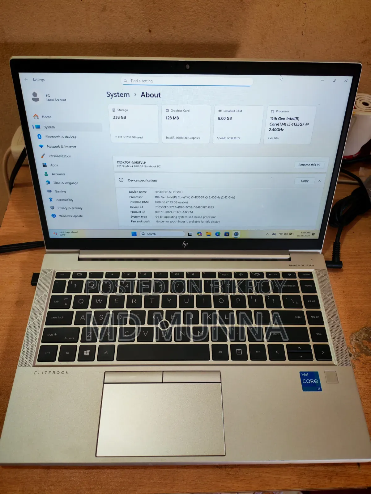 ল্যাপটপ HP EliteBook 840 G6 8GB Intel Core i5 SSD 256GB