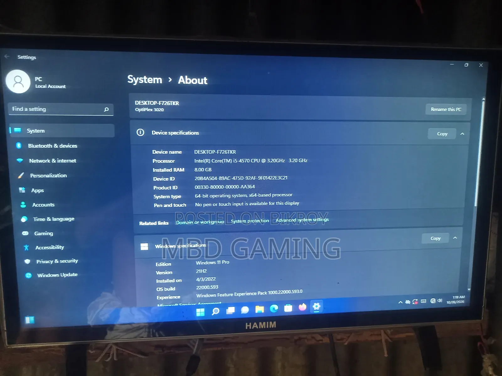 Desktop Computer Dell OptiPlex 3020 8GB Intel Core i5 HDD+SSD 1T