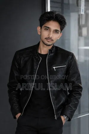 ব্ল্যাক লেদার বাইকার জ্যাকেট – এক্সএল সাইজ