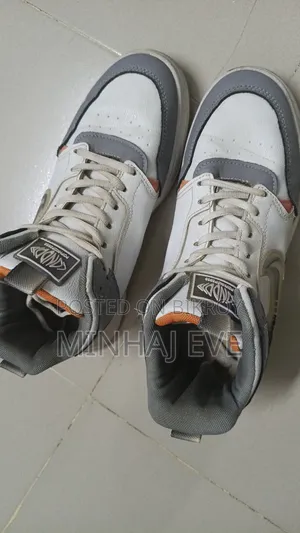 Stylised Gray and White High-Top Casual Fashion Sneakers