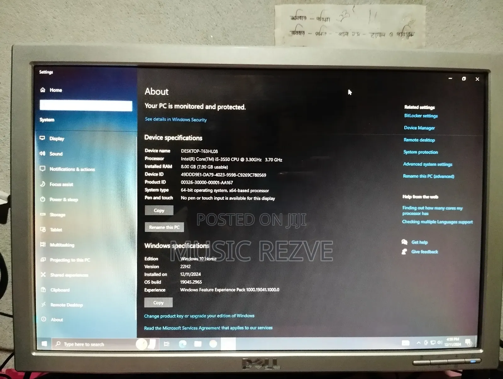 Desktop Computer 8GB Intel Core I5 HDD 500GB