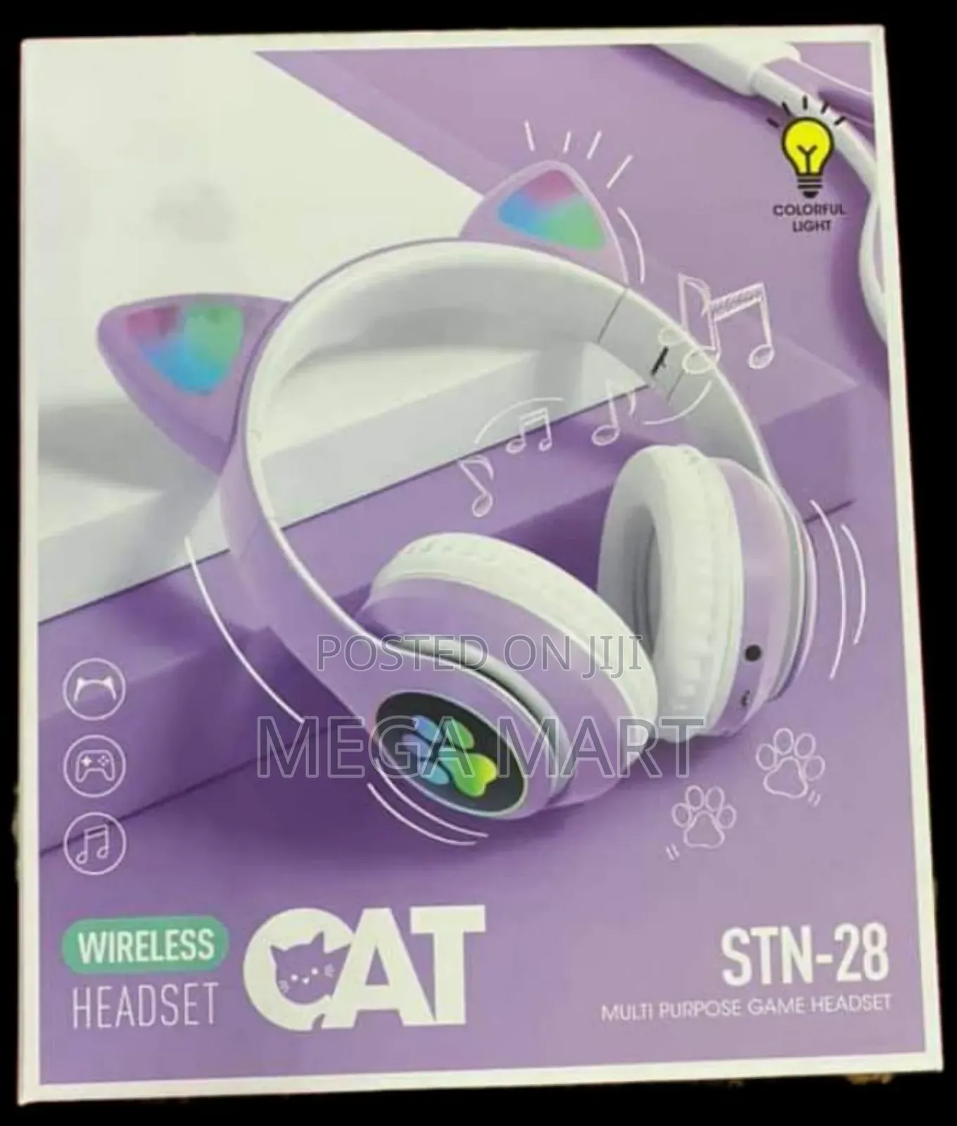 LED Flash Cute Cat Ears Wireless Headphone(891