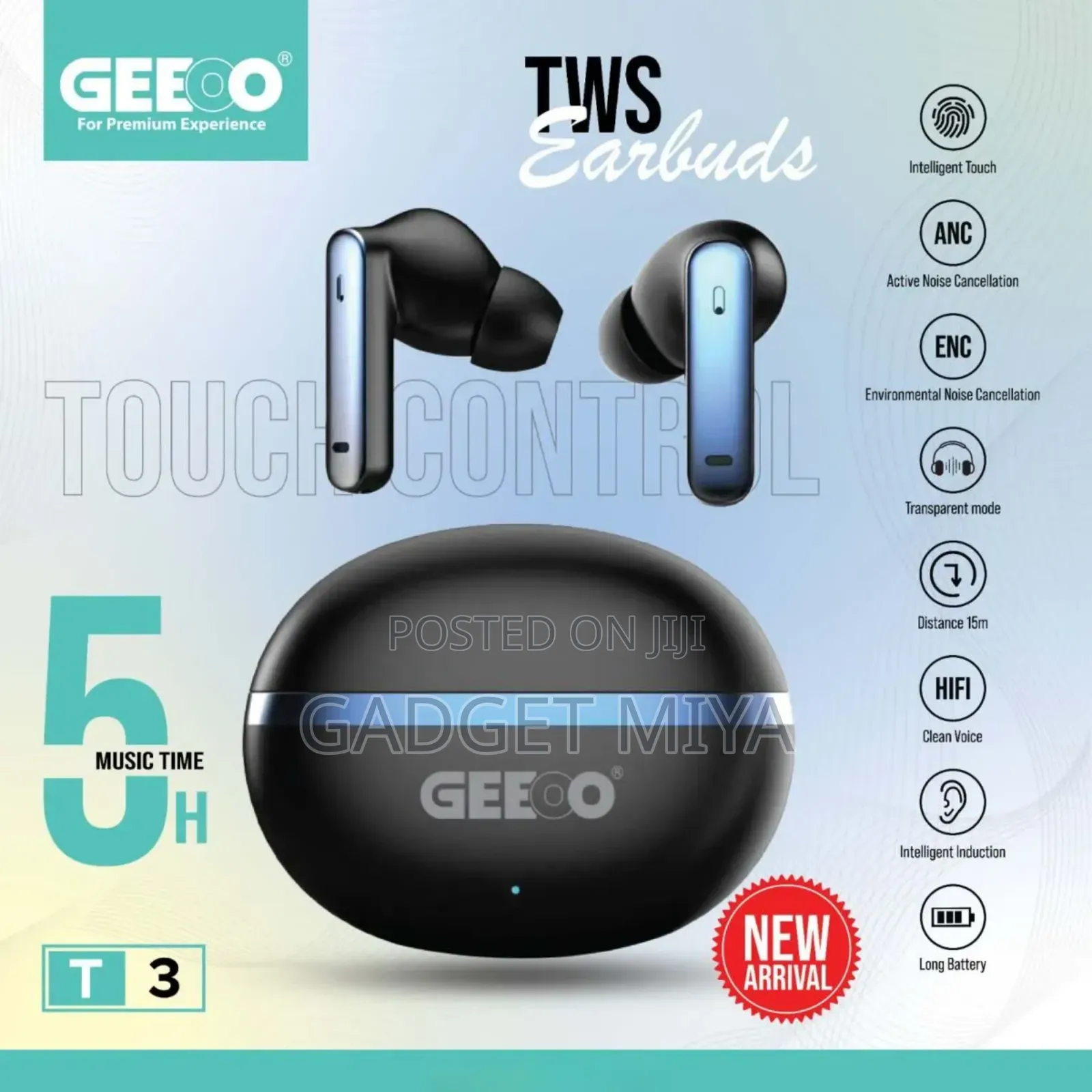 Geeoo T3 Anc Enc TWS Earbuds