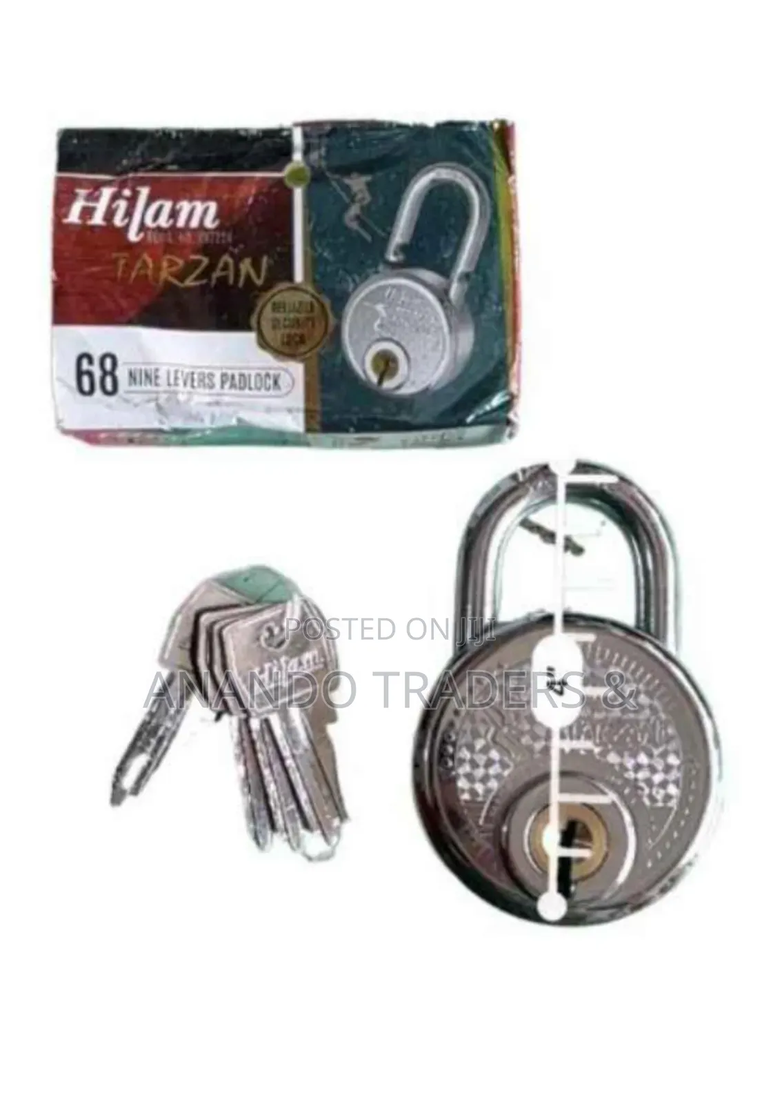 Indian Hilam Tarzan 68 Mm 8 Lever 4 Keys Padlock Tala
