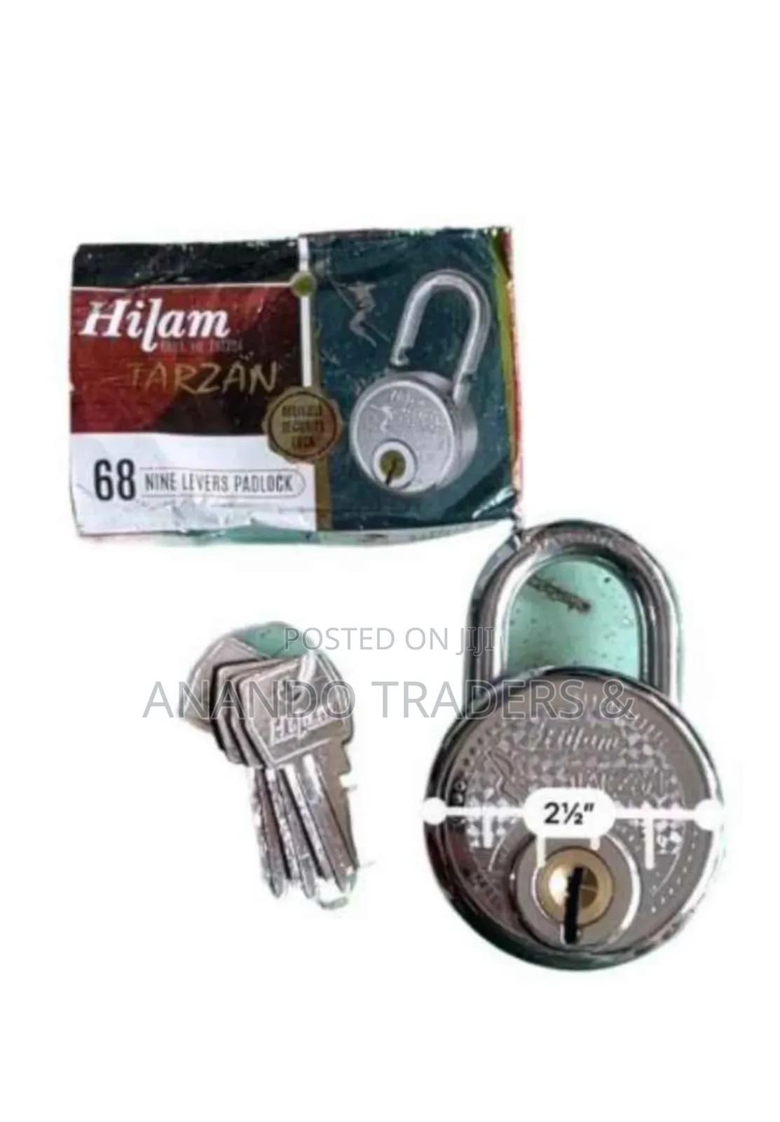 Indian Hilam Tarzan 68 Mm 8 Lever 4 Keys Padlock Tala