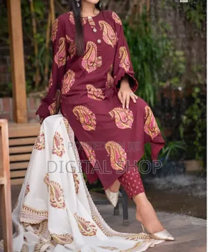 Unstitched Three-piece: Screen Print/Block Print