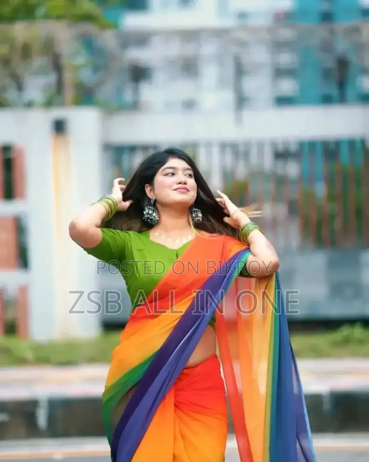 Rainbow Georgette Saree