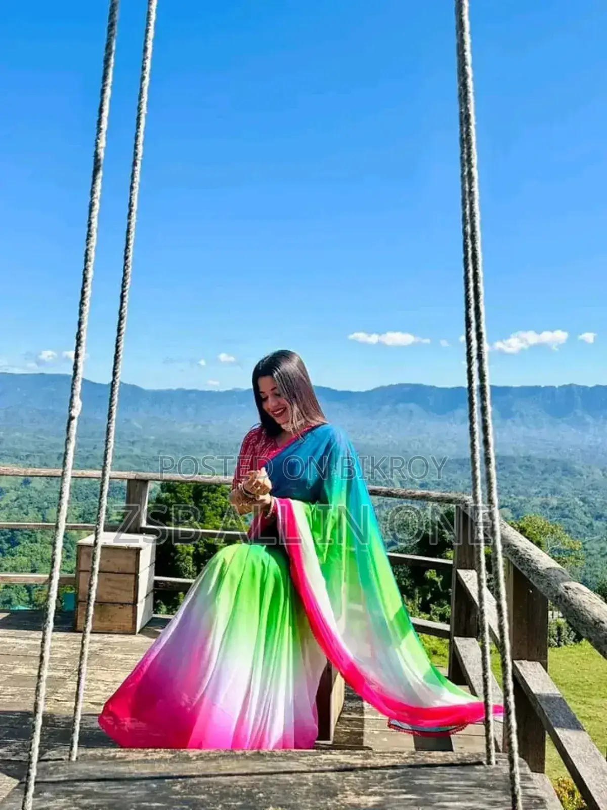 Rainbow Georgette Saree