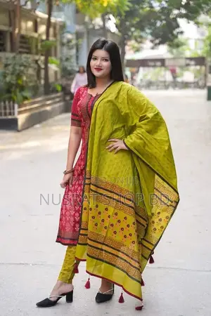 Vip Block Print Unstitch Three Piece